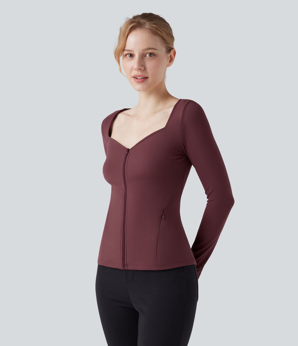 Veste de travail à décolleté en V, manches longues et zip avec poches SoftlyZero™