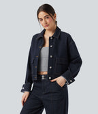 Veste denim Halara Flex™ col chemise manches longues