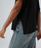 T-shirt col rond manches chauve-souris coupe décontractée
