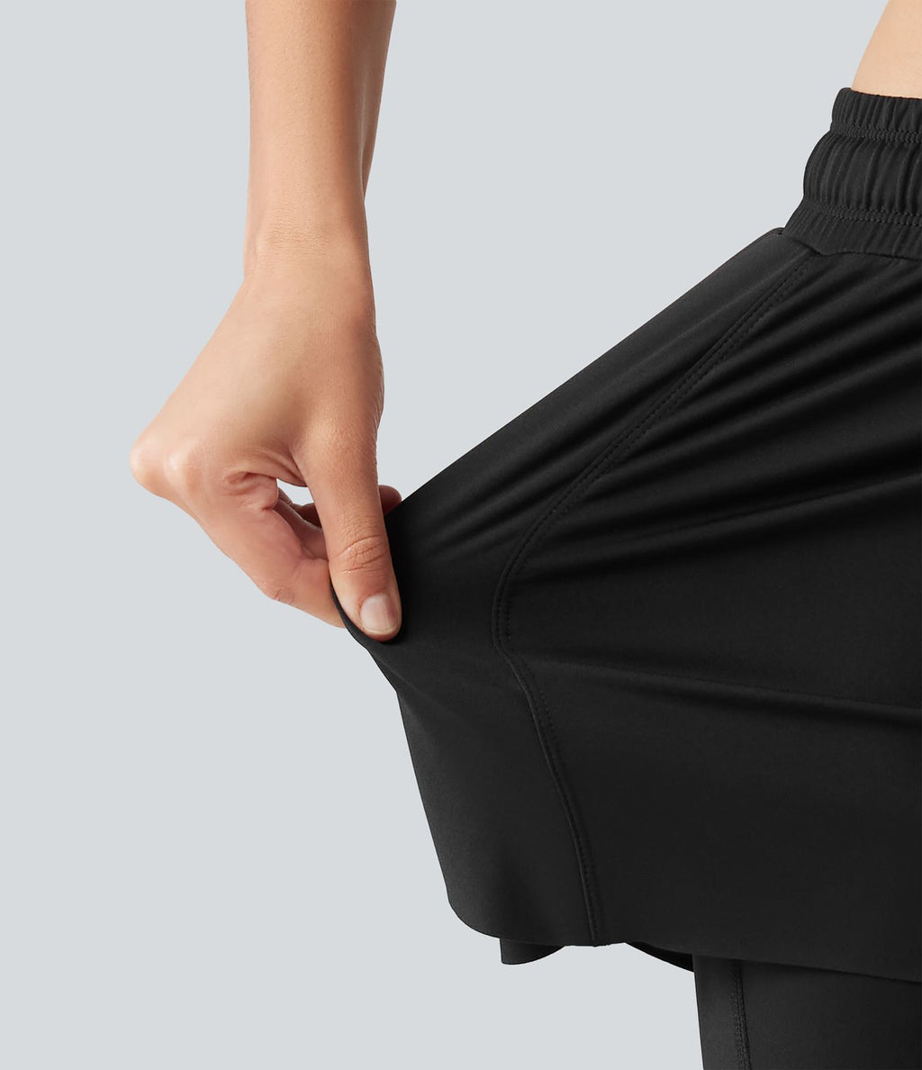 Jupe-short de sport mini SoftlyZero™ Airy taille mi-haute à ourlet croisé, toucher frais, cordon ajustable et poches