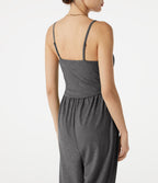 Combinaison jogging décontractée chinée à bretelles réglables, soutien-gorge intégré froncé et poches - Édition Easy Peasy