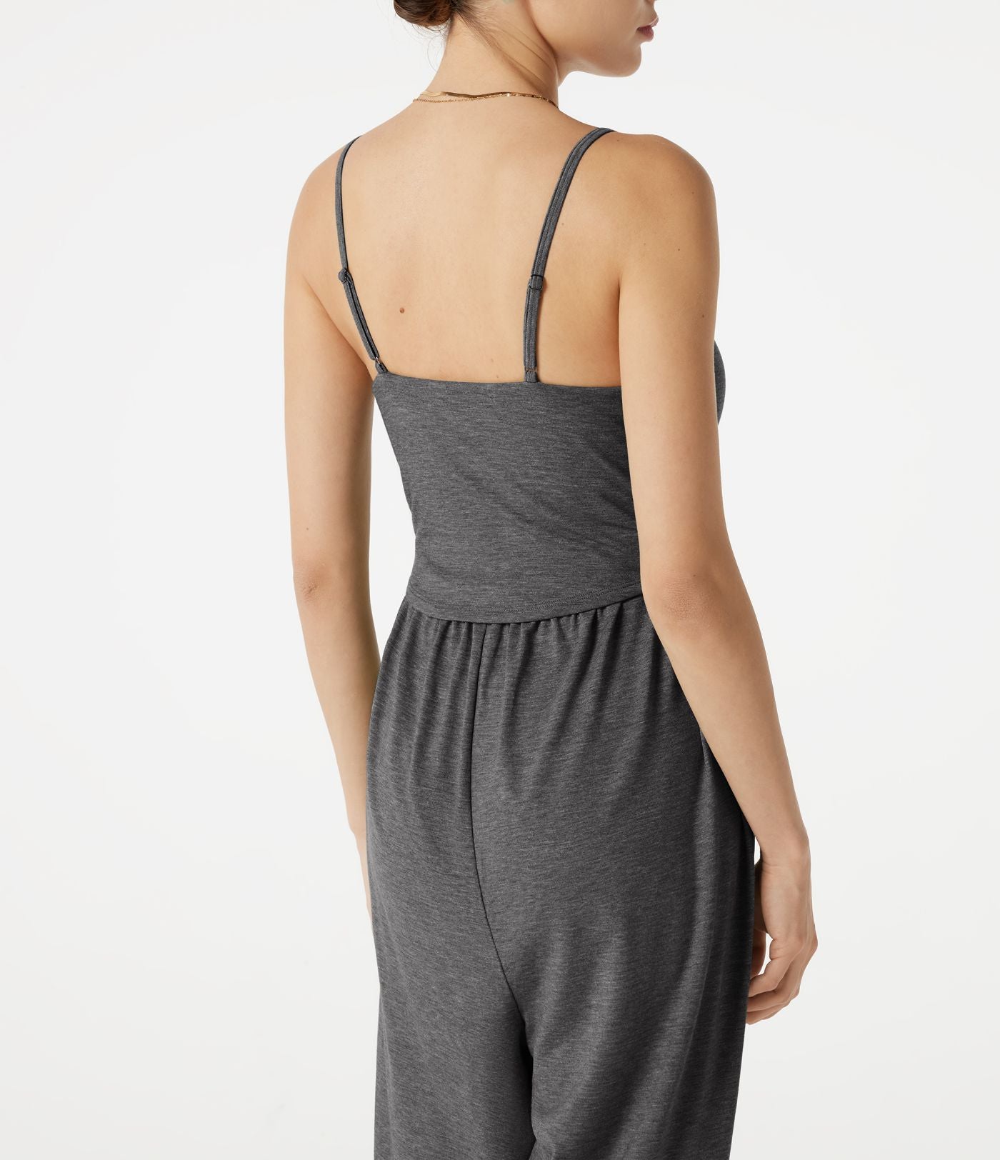Combinaison jogging décontractée chinée à bretelles réglables, soutien-gorge intégré froncé et poches - Édition Easy Peasy