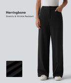 Halara Flex™ Pantalon tailleur droit taille haute à chevrons avec poches