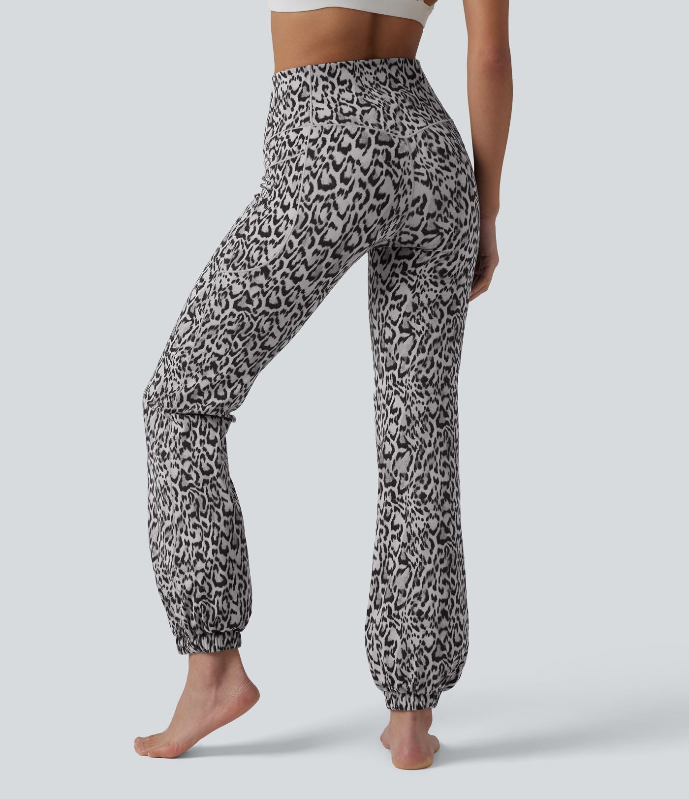 SoftlyZero™ Jogging ballon de danse taille haute imprimé léopard, avec poches – Protection UPF 40+
