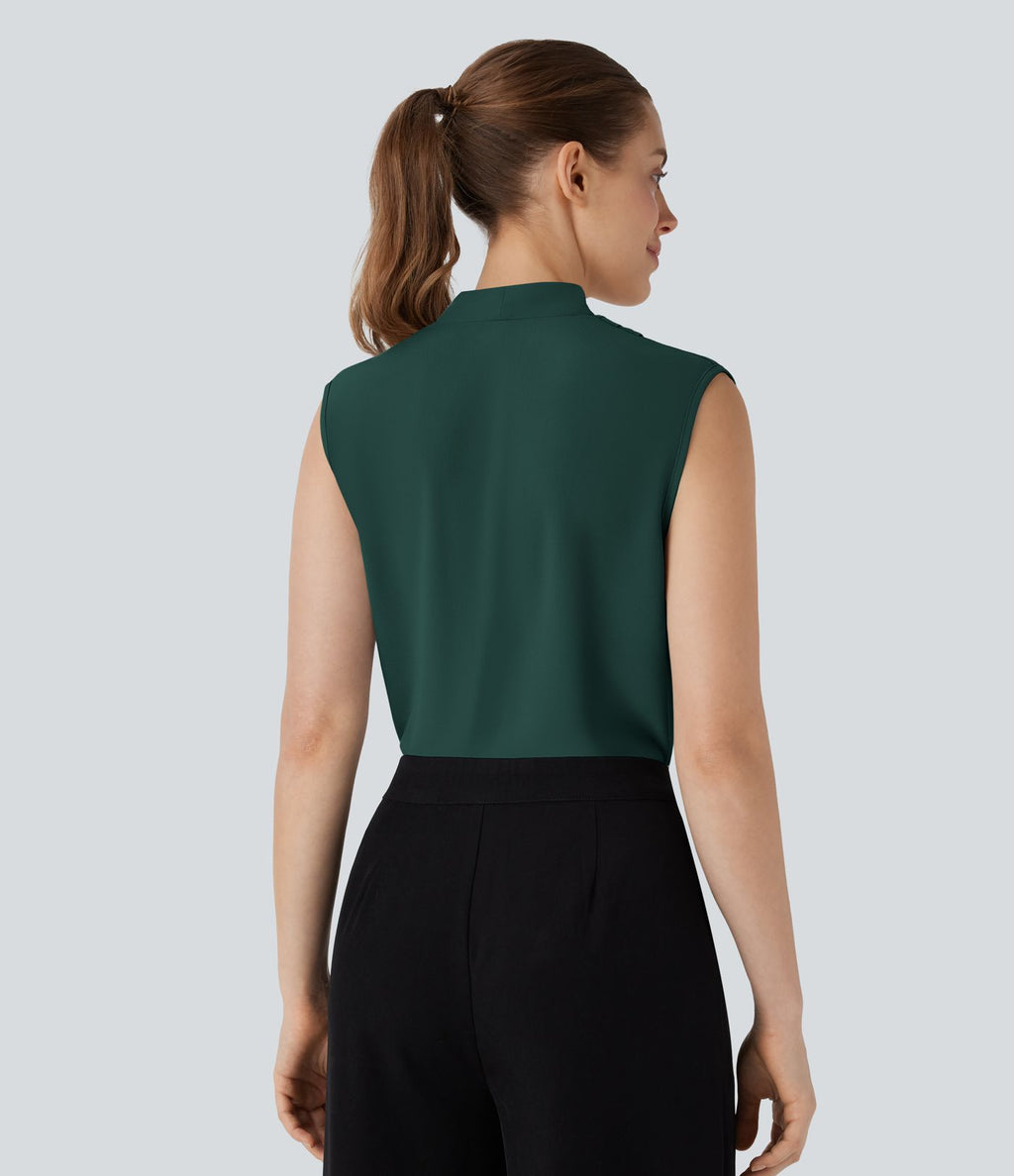 Blouse sans manches col V pour le bureau