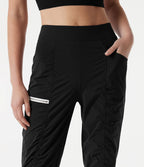 Pantalon slim de running taille haute à séchage rapide avec fronces et poches