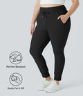 Patitoff™ Flow Jogging Longueur Complet Unis Grande Taille Résistants aux Poils d'Animaux à Taille Haute avec Cordon de Serrage et Poches Latérales