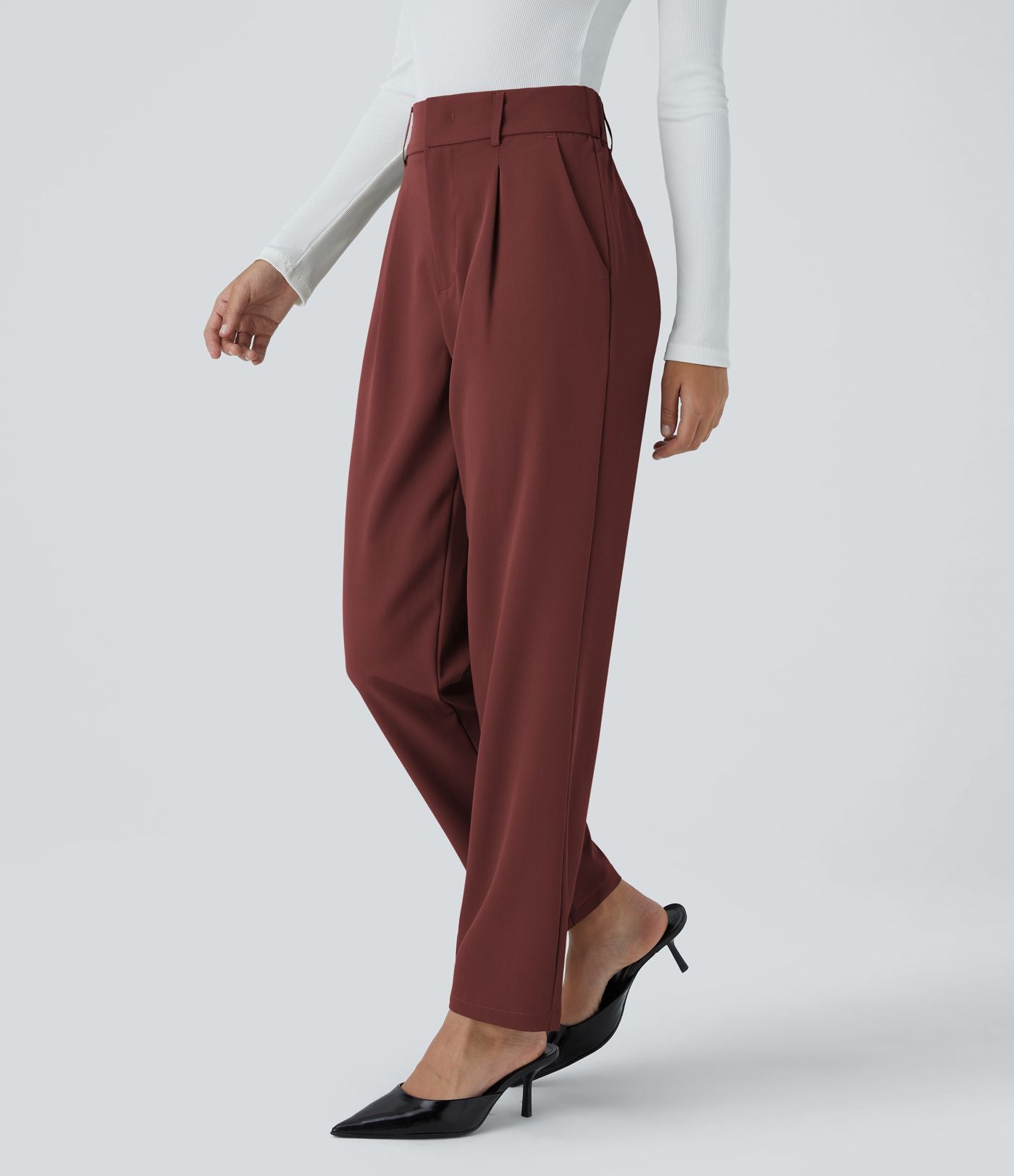 Pantalon tailleur Halara Flex™ fuselé uni, taille haute, avec poches