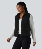 Gilet de sport sherpa à capuche avec poches