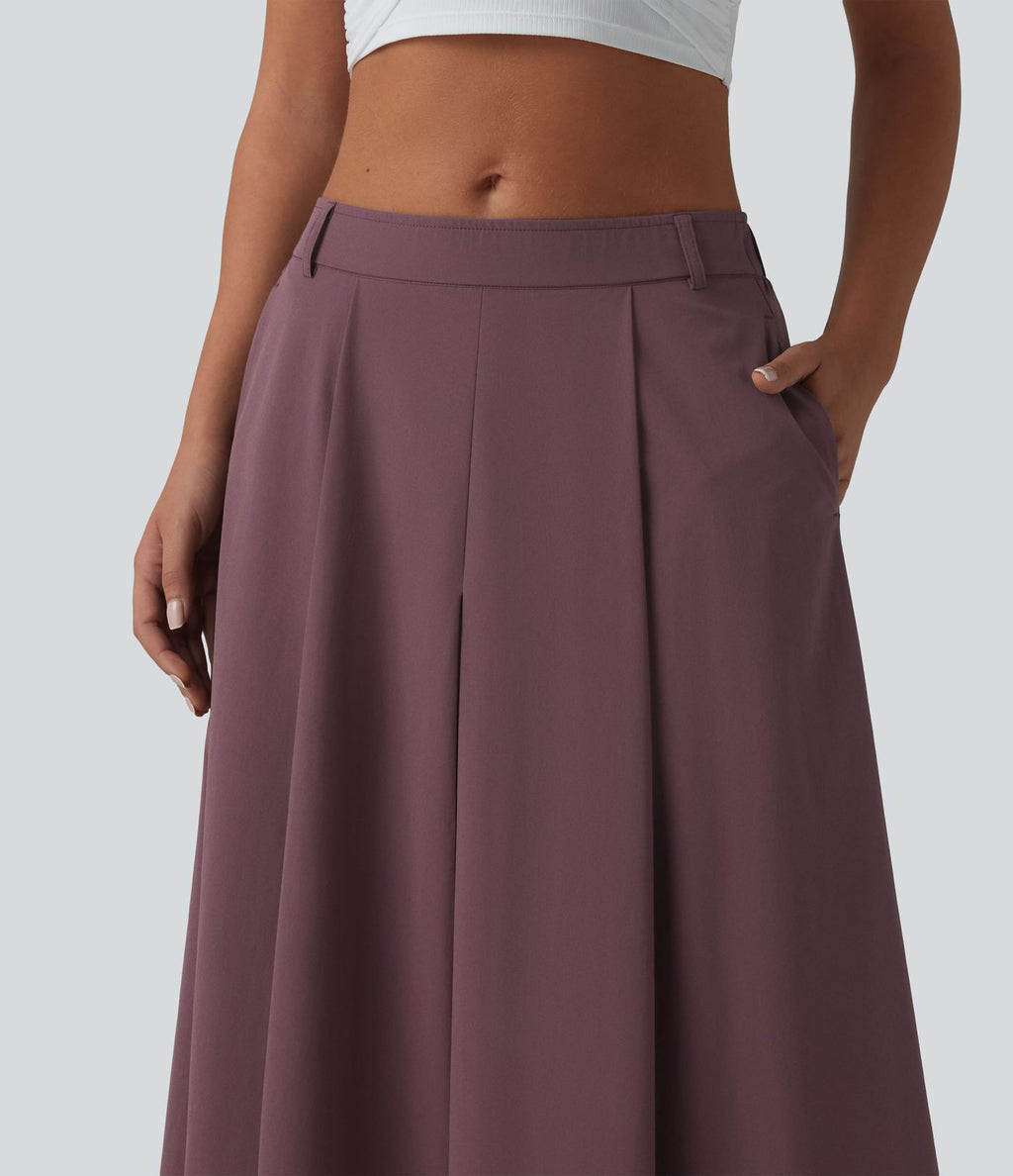 Pantalon culotte décontracté 7/8 à taille mi-haute plissé avec poches