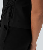 Gilet de travail col V enveloppant entrecroisé à laçage