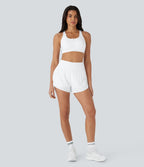 Softlyzero™ QuickDry Short de course à pied 2-en-1 taille haute à ourlet croisé avec pois réfléchissants et poches latérales