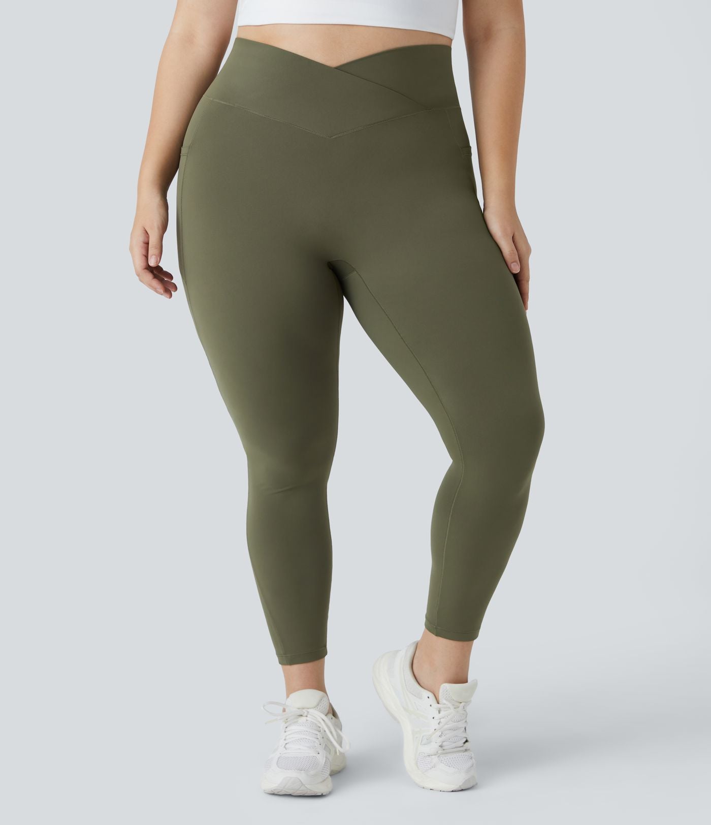 Softlyzero™ Legging Grande Taille Pleine Longueur Taille Haute Poches Latérales Croisée - UPF50+
