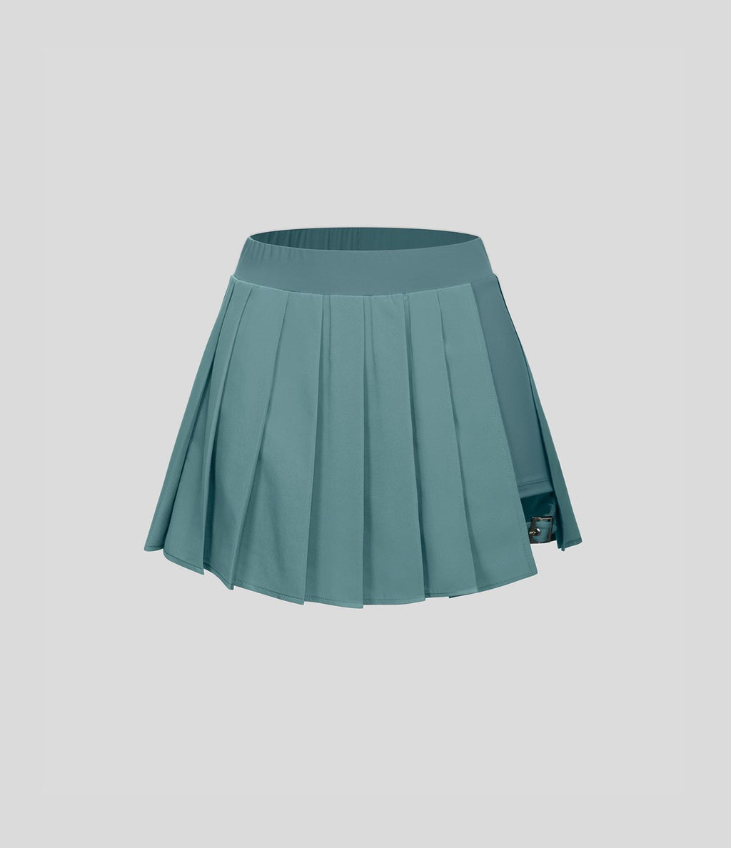 Breezeful™ Mini Jupe Soirée Plissée 2 en 1 Taille Haute Poche Latérale Boucle Réglable Séchage Rapide