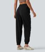 Jogging de course fuselé froncé taille mi-haute à cordon de serrage, séchage rapide, à effet frais InstantCool, avec poches, protection solaire UPF40+