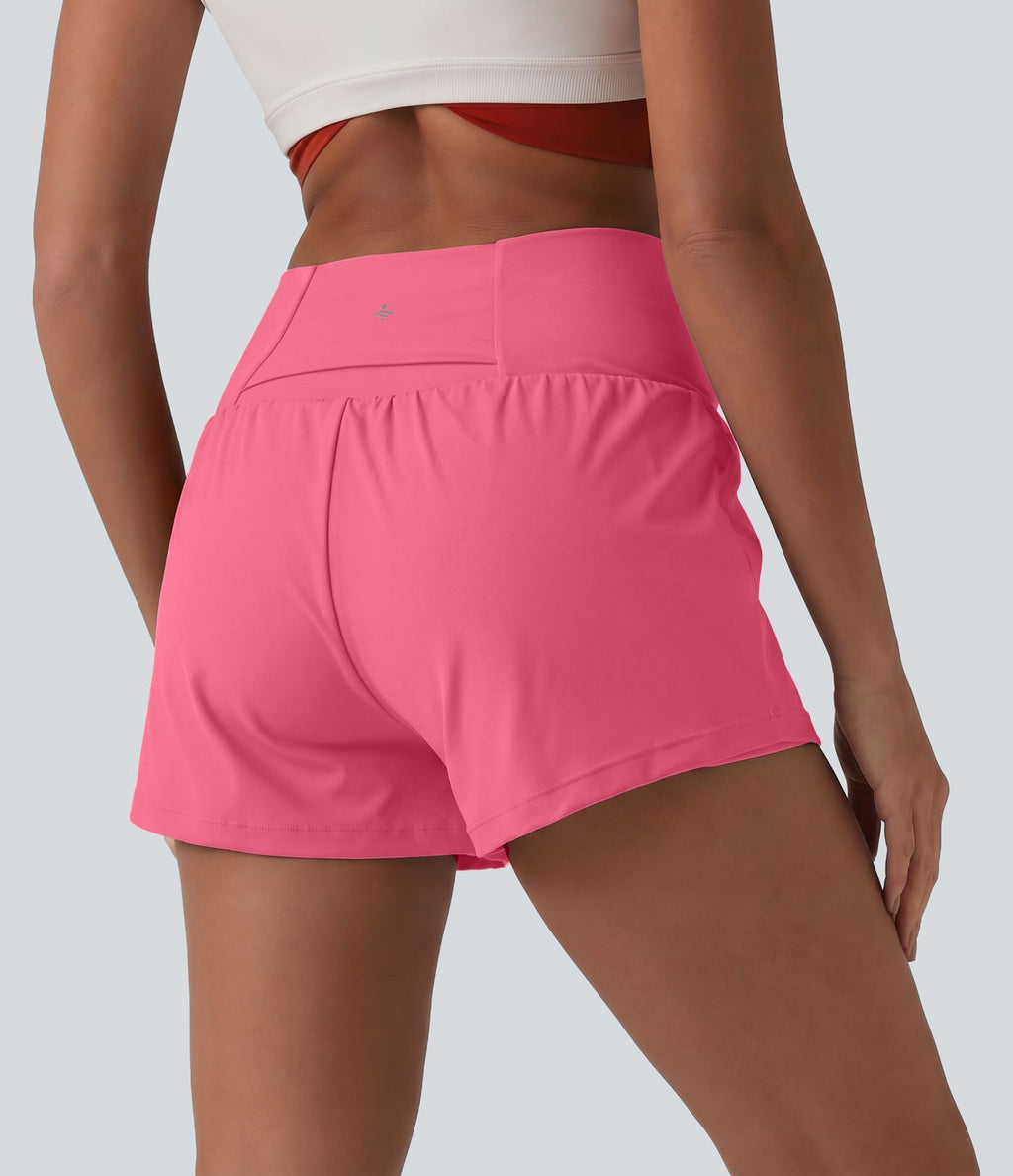 Short de yoga 2-en-1 SoftlyZero™ Airy croisé taille haute 7,5 cm effet frais InstantCool avec poches
