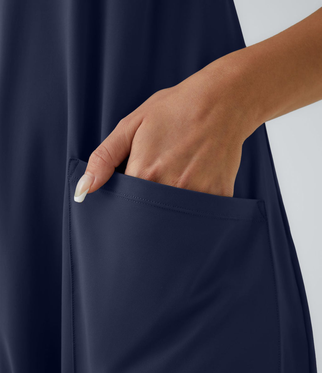 Combinaison Casual à Jambes Fuselées Chevilles Lâche Dos Nu Poches Multiples