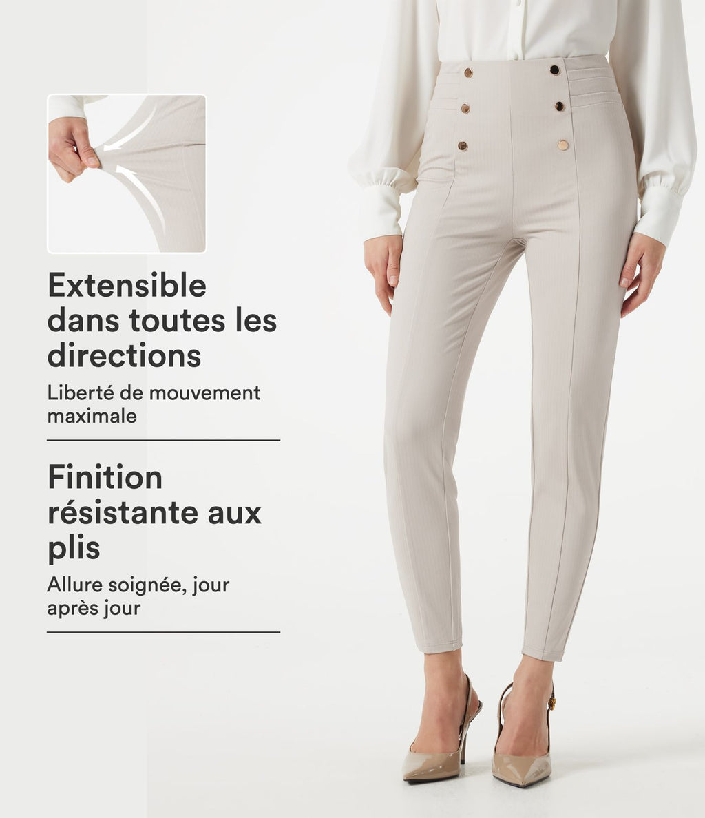 Pantalon Halara Flex™ taille haute esprit bureau à motif chevrons avec poches