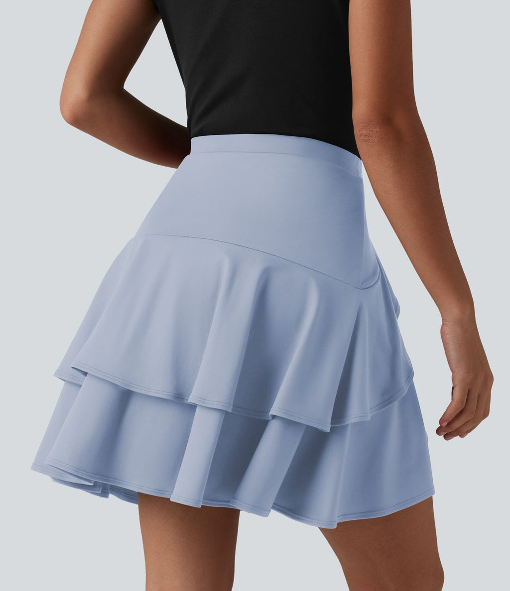 Jupe mini décontractée 2-en-1 SoftlyZero™ Airy effet frais InstantCool taille haute à volants superposés avec poche