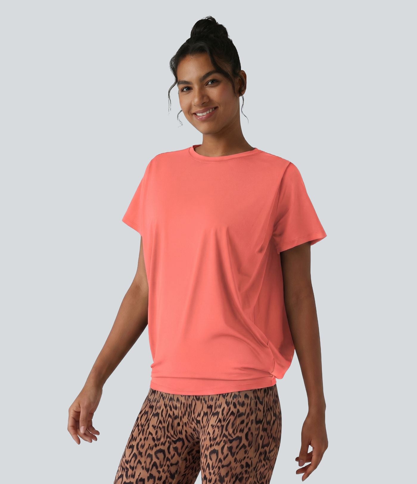 Haut de sport col rond manches courtes effet frais InstantCool avec fronces, protection solaire UPF50+
