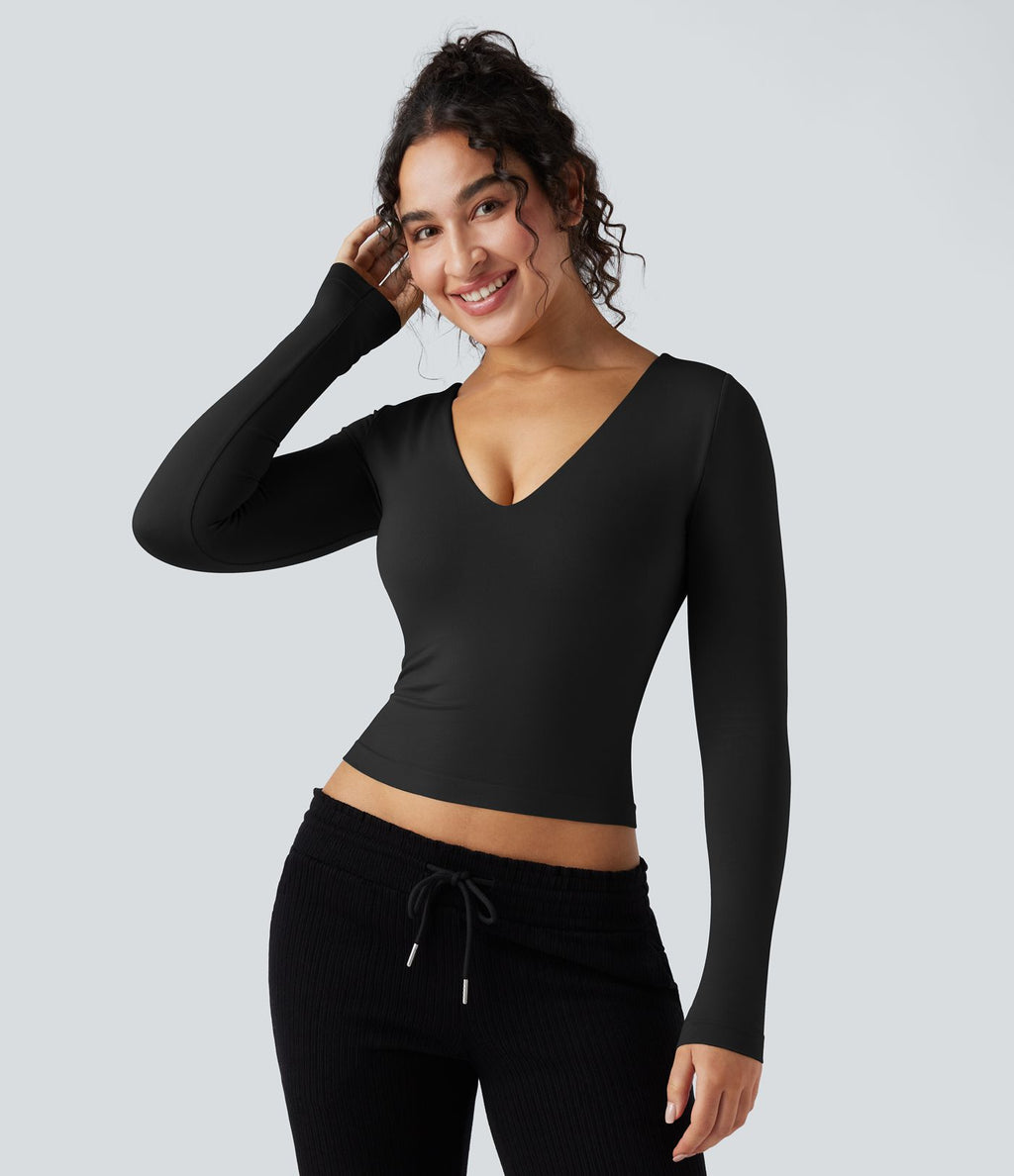 Haut de sport yoga col V à manches longues sans couture OneForm Seamless Flow