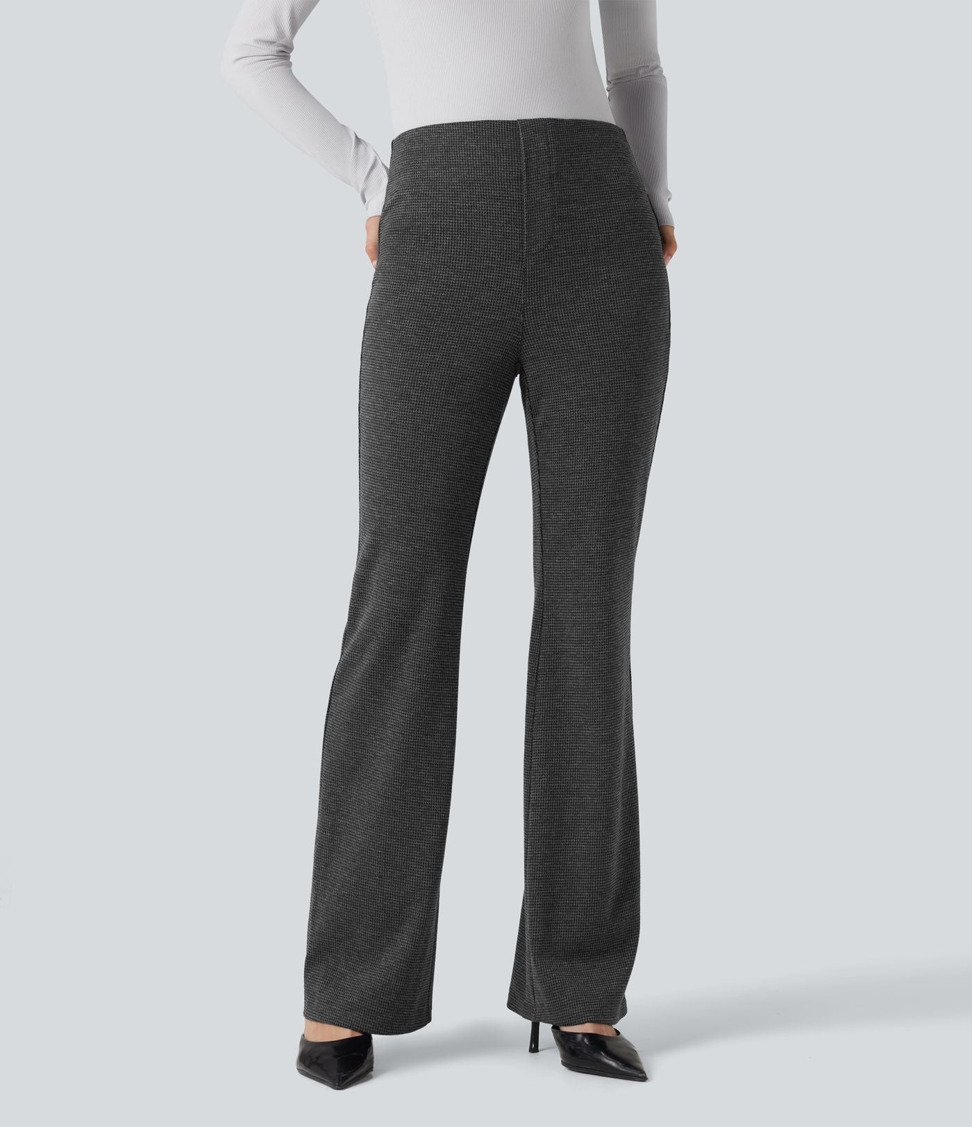 Halara Flex™ Pantalon tailleur évasé pied-de-poule taille haute avec poches
