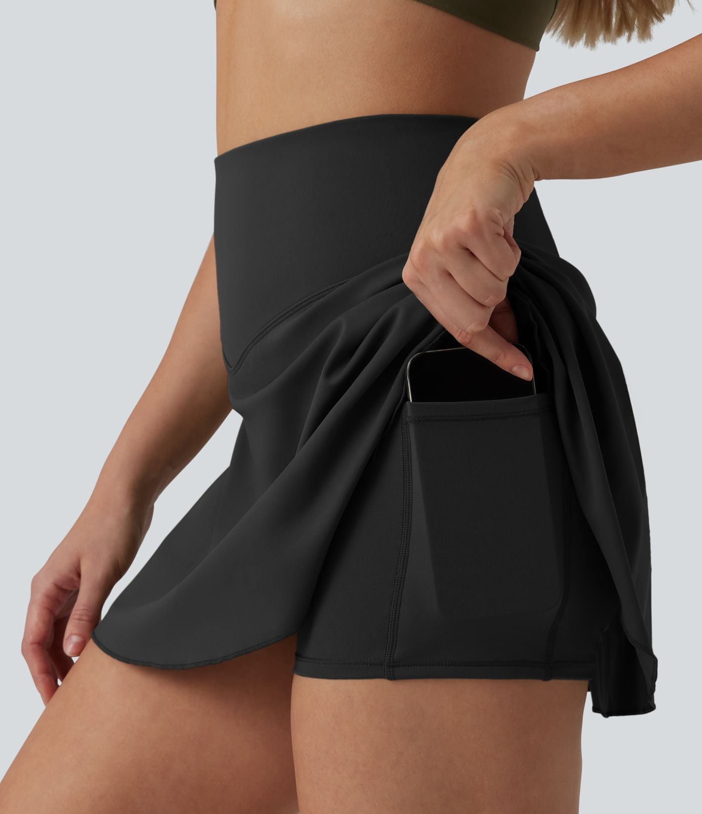 Jupe-short de tennis mini SoftlyZero™ Airy 2-en-1 gainante taille haute effet frais InstantCool avec poches, protection solaire UPF50+