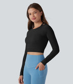 OneForm Seamless Flow Top de sport 2-en-1 court yoga à manches longues raglan