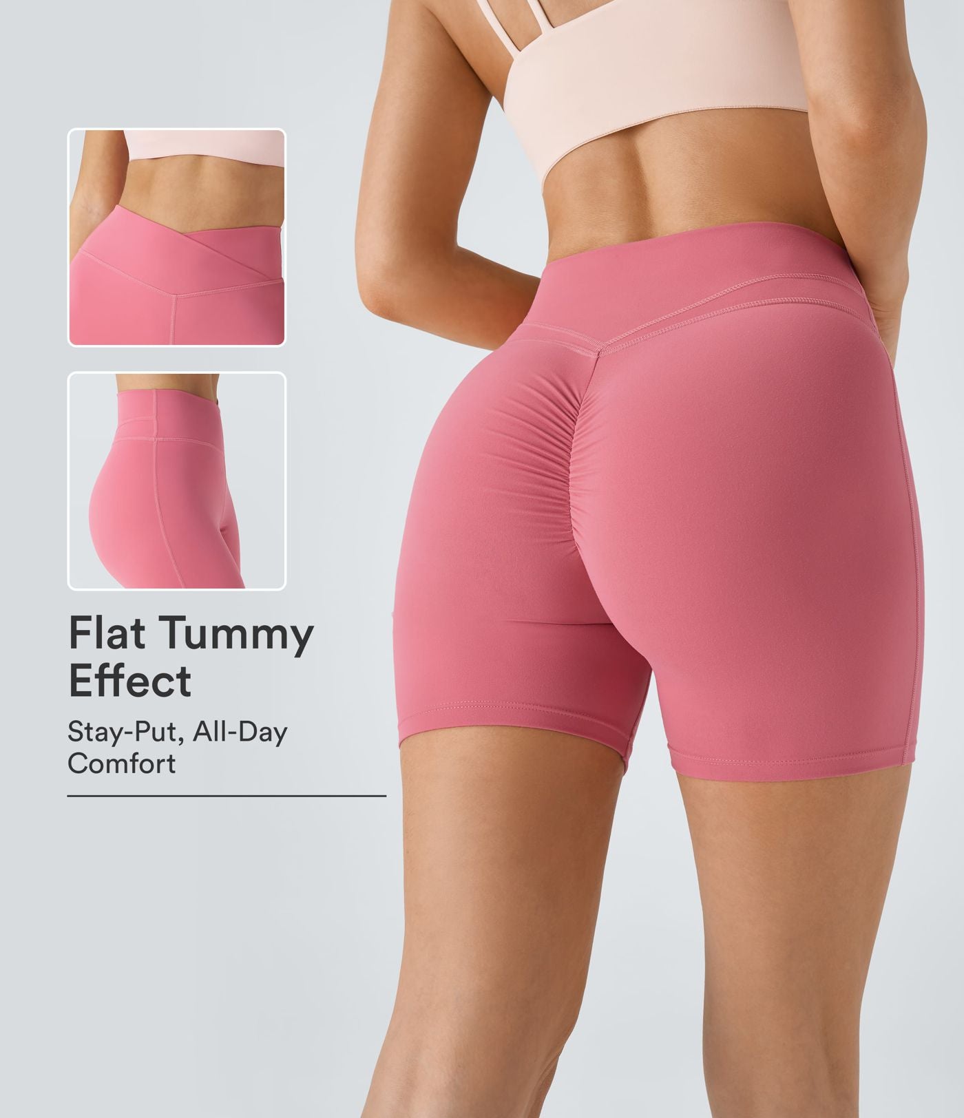 Softlyzero™ Plush Shorts 12,5cm Yoga Taille Haute Croisés Froncés