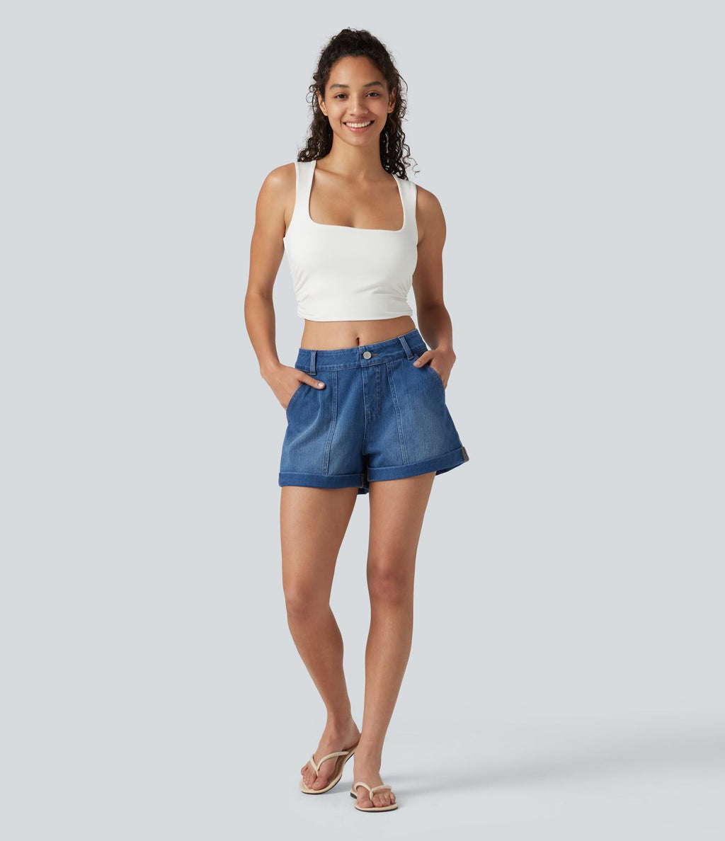 Short en jean Halara Flex™ taille basse décontracté 7,5 cm avec poches