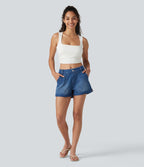 Short en jean Halara Flex™ taille basse décontracté 7,5 cm avec poches