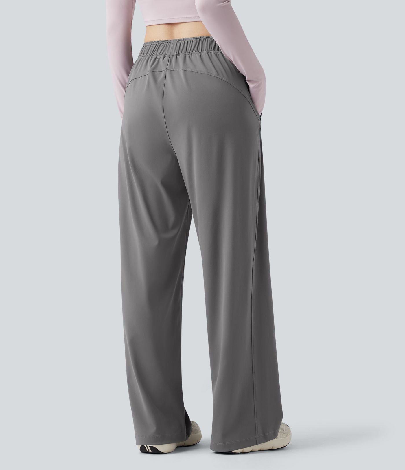 Pantalon yoga large taille haute avec poches