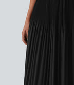 Jupe midi casual plissée taille haute