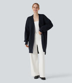 Cardigan long manches évêque avec fentes et découpes