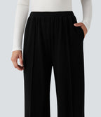 Pantalon baggy taille haute avec cordon de serrage et poches