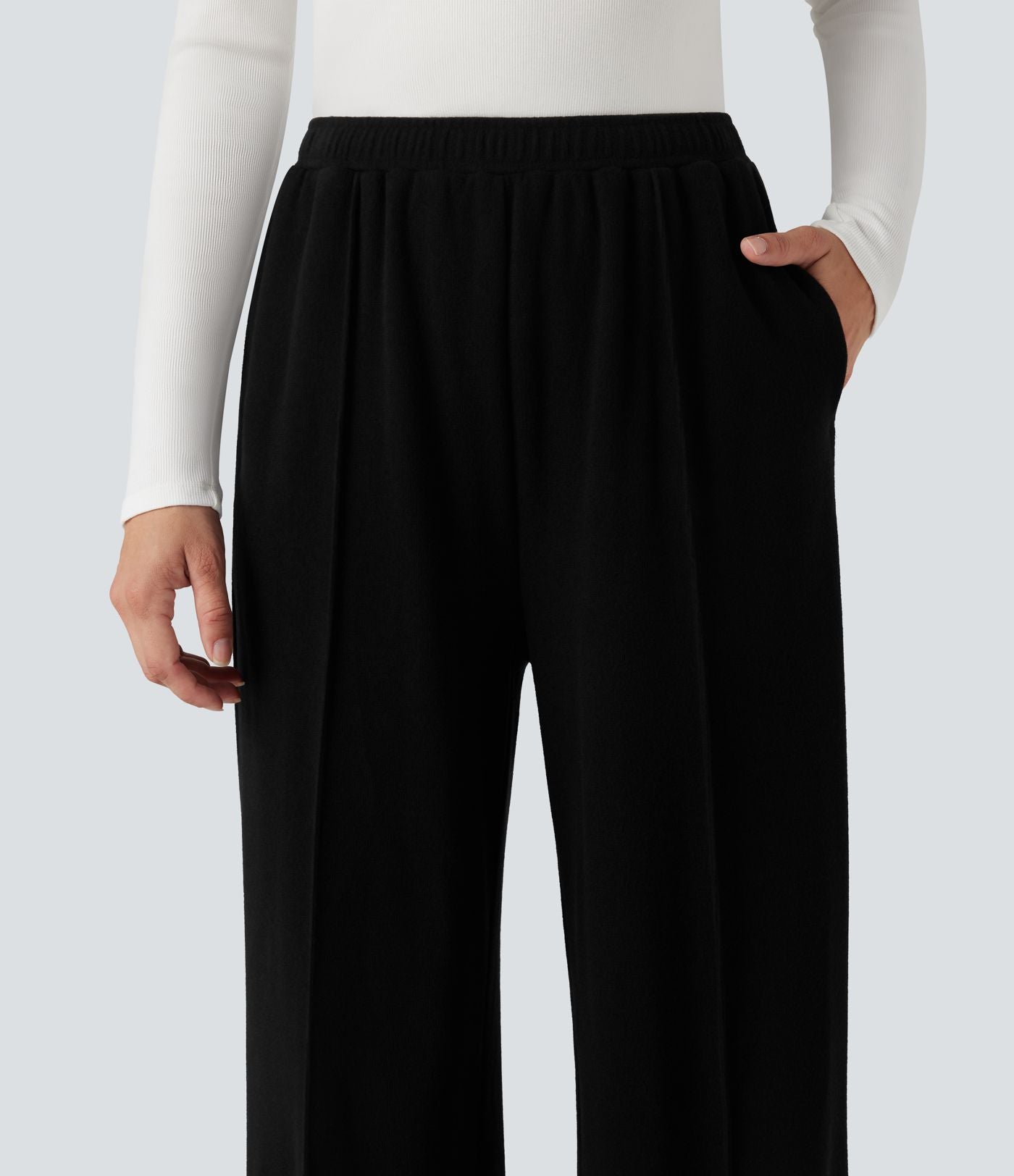 Pantalon baggy taille haute avec cordon de serrage et poches
