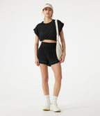 Short de yoga baggy 2-en-1 Breezeful™ taille haute à ourlet arrondi, séchage rapide, lignes réfléchissantes et poches