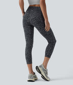 Legging corsaire d'entraînement taille haute gainant imprimé léopard Halara UltraSculpt™ avec poches