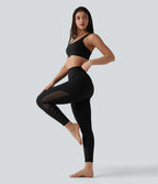 Legging de yoga 7/8 Halara UltraSculpt™ taille haute ventre plat avec empiècements en mesh contrastant et poche