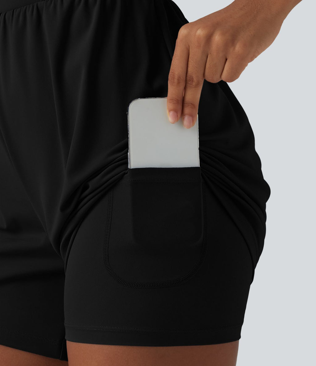 Barboteuse de yoga 2-en-1 SoftlyZero™ Airy effet frais InstantCool dos nu torsadé avec bretelles réglables, brassière intégrée et poche, accès facile Easy Peasy