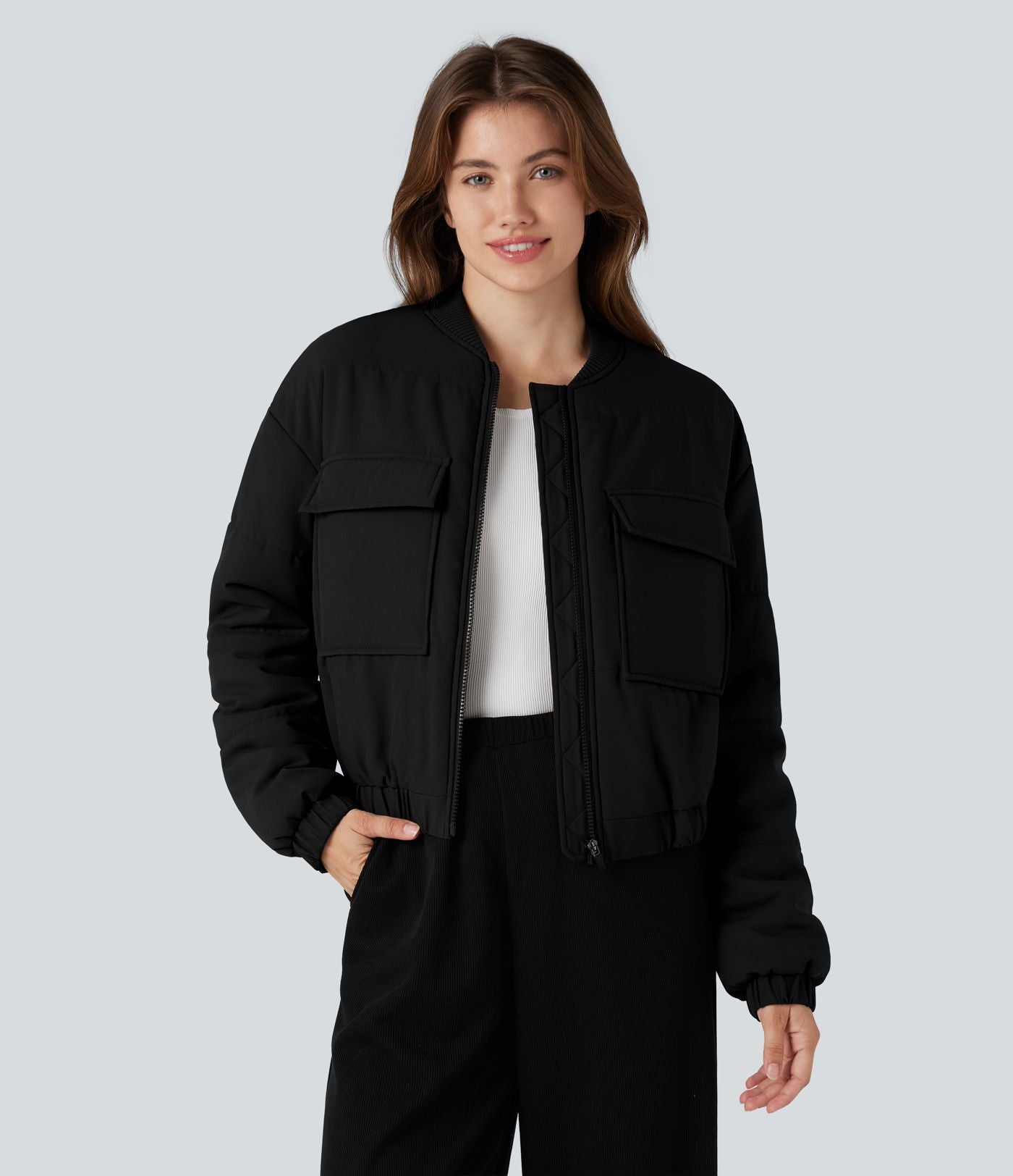 Doudoune bomber zippée avec poches