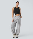 Débardeur de yoga crop top côtelé extensible respectueux de la peau
