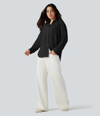 Chemise ourlet arrondi manches longues avec poche