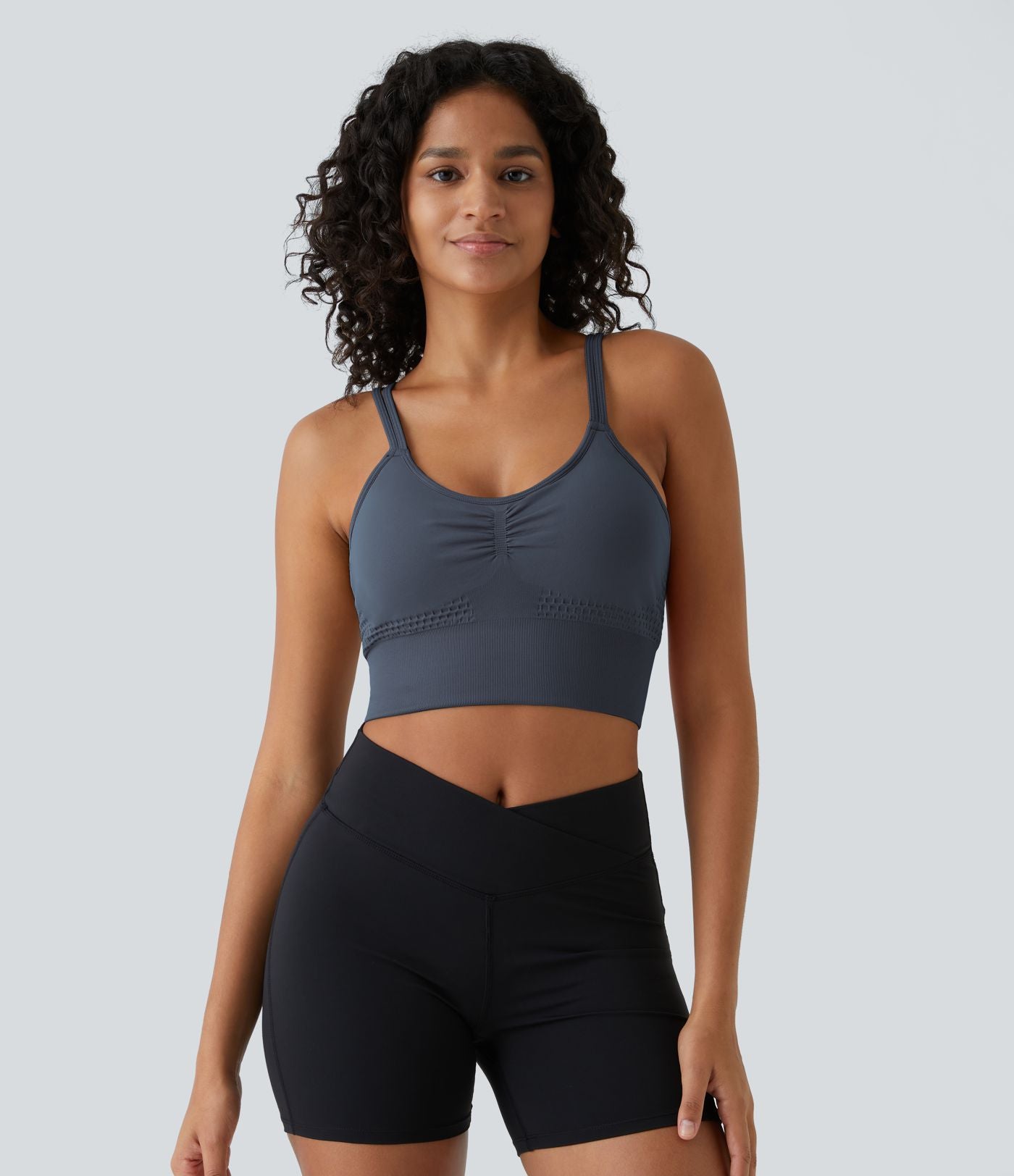 Brassière de sport maintien léger bretelles froncées doubles bonnets A-D OneForm Seamless Flow