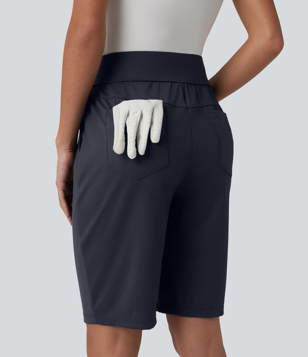 Short de golf séchage rapide taille haute avec poches 25 cm - Golf Tee - UPF40+