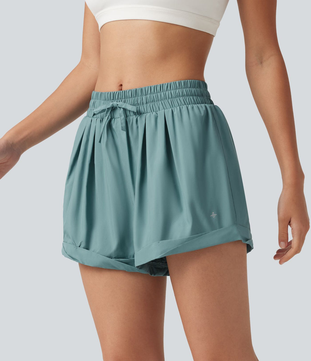 Short de running baggy 2-en-1 taille mi-haute avec cordon ajustable et poche