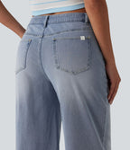 Jean large Halara Flex™ taille mi-haute asymétrique avec ourlet retroussé et poches