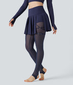 Legging à jupe étrier danse Breezeful™ 2-en-1 taille haute plissé résille contrastante séchage rapide avec poches