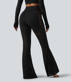 Legging de yoga évasé Halara UltraSculpt™ taille haute gainant avec dentelle contrastante à poches