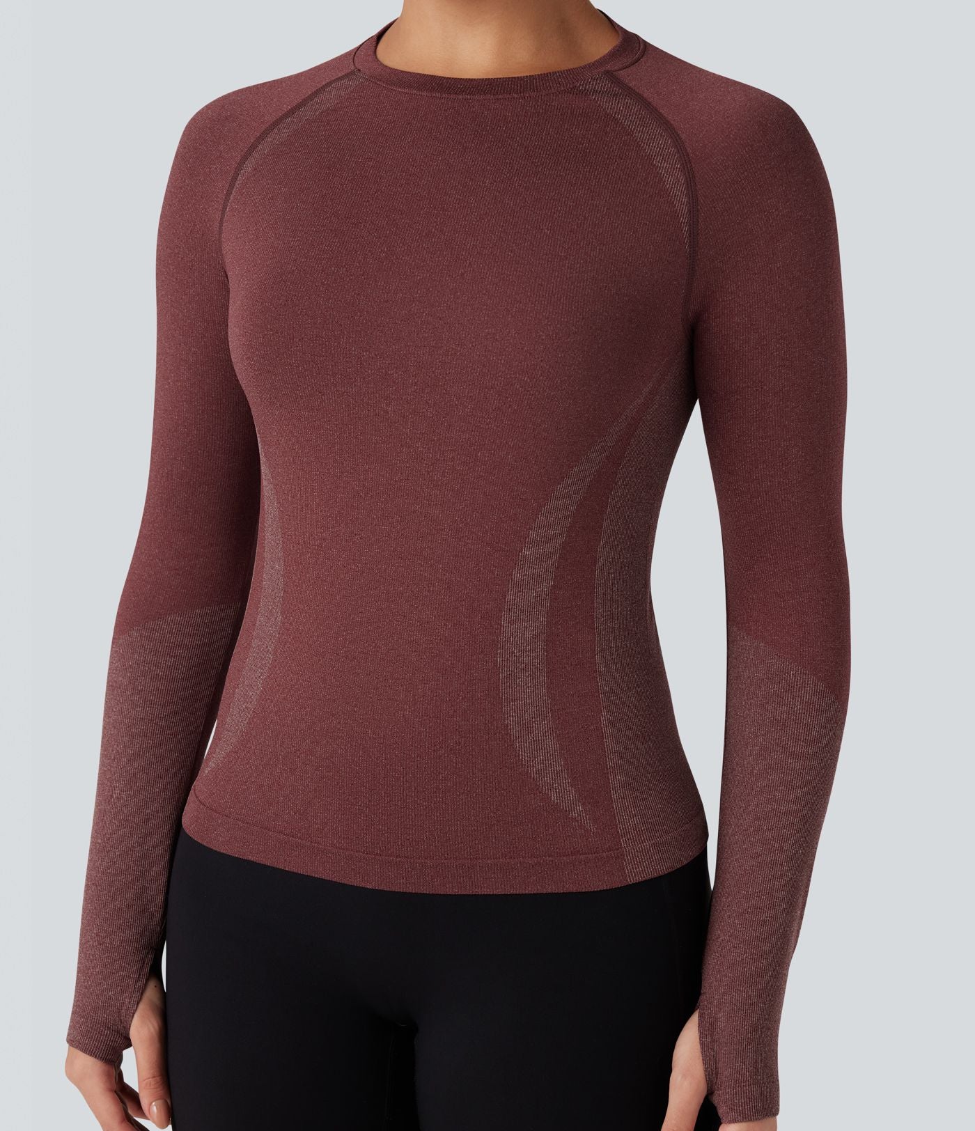 Haut de sport yoga manches raglan longues avec passants pouces sans couture OneForm Seamless Flow
